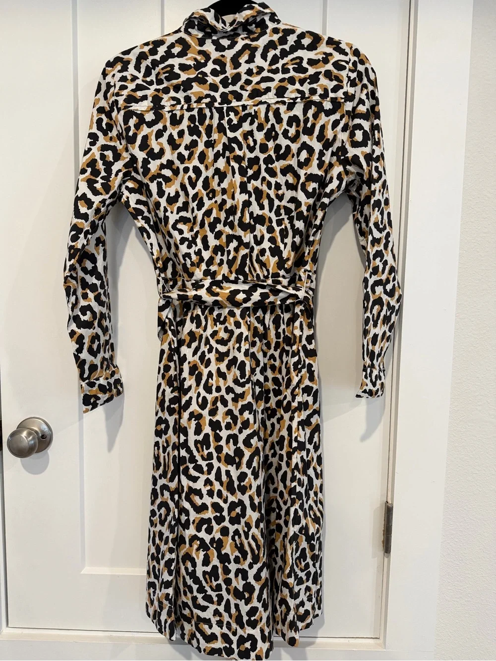 J. Crew Kids Leopard Print Shirt Dress in White, Black & Brown